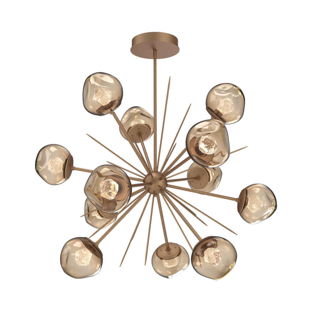 Luna Starburst Bronze LED Chandelier in Novel Brass/Zircon Crystal (40-Inch).