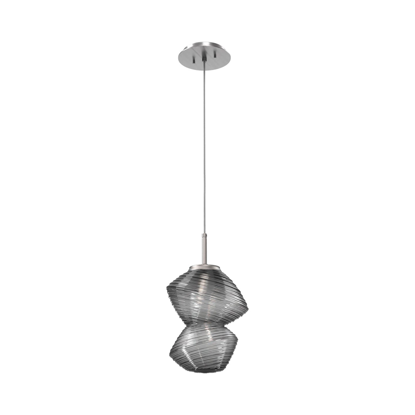 Mesa LED Pendant Light in Satin Nickel/Smoke.