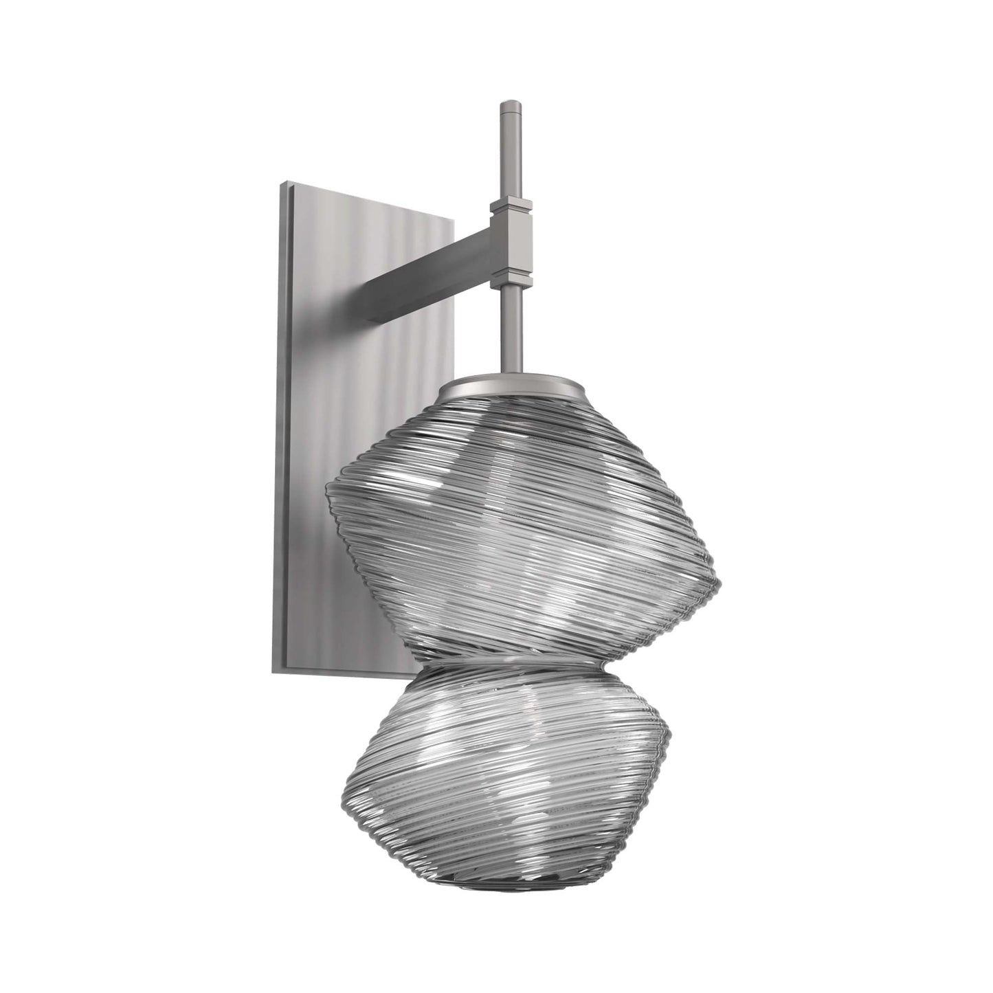 Mesa LED Wall Light in Satin Nickel/Smoke Blown Glass.