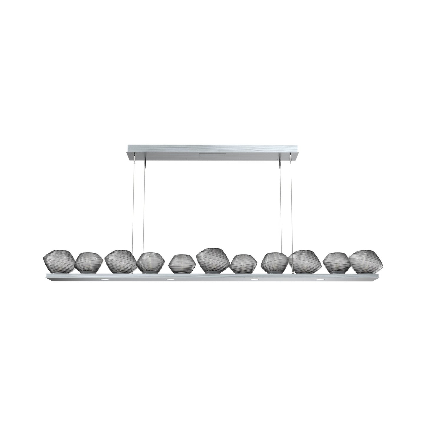Mesa Linear LED Chandelier in Satin Nickel/Smoke Blown Glass (75.5-Inch).