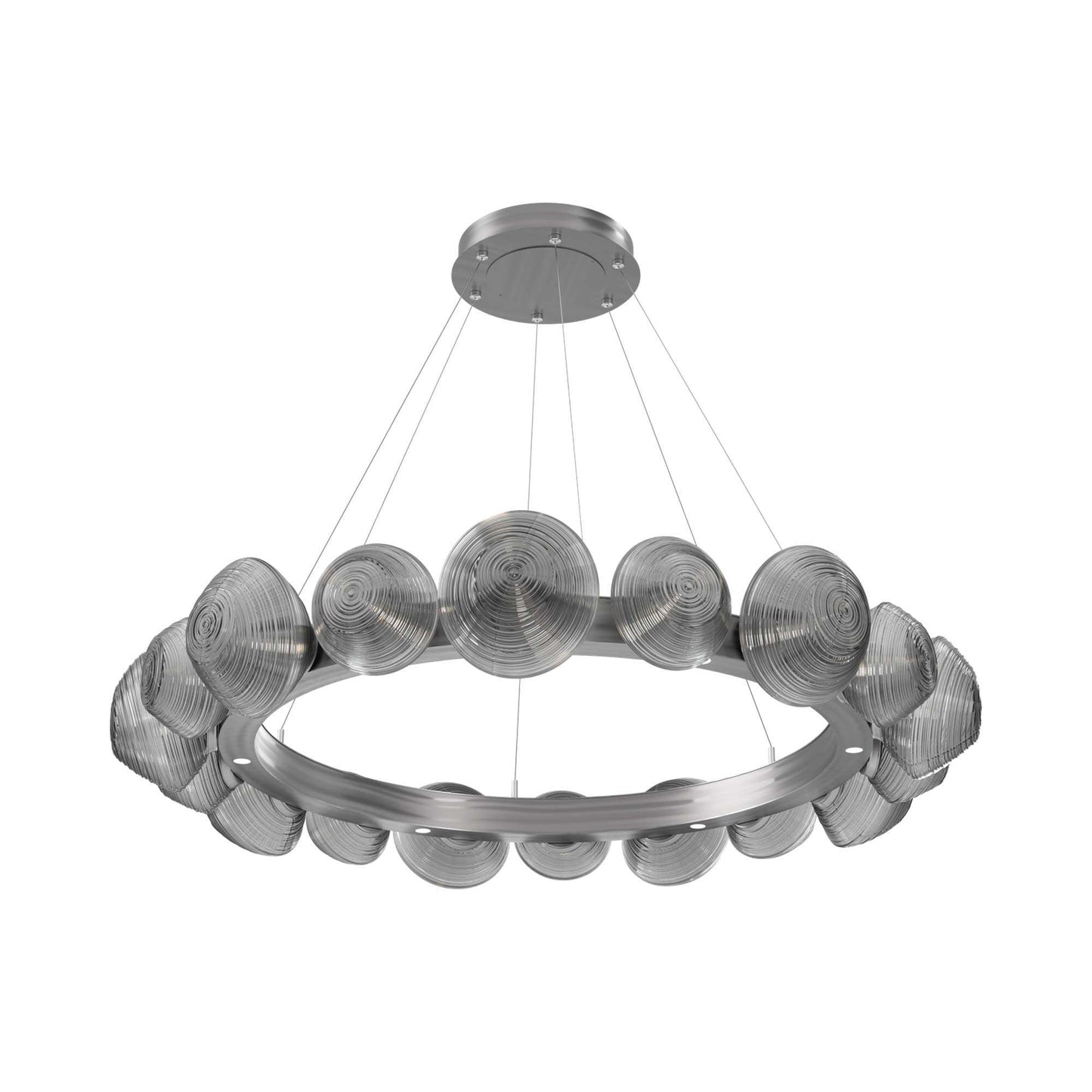 Mesa Radial Ring LED Chandelier in Satin Nickel/Smoke Blown Glass (47.5-Inch).