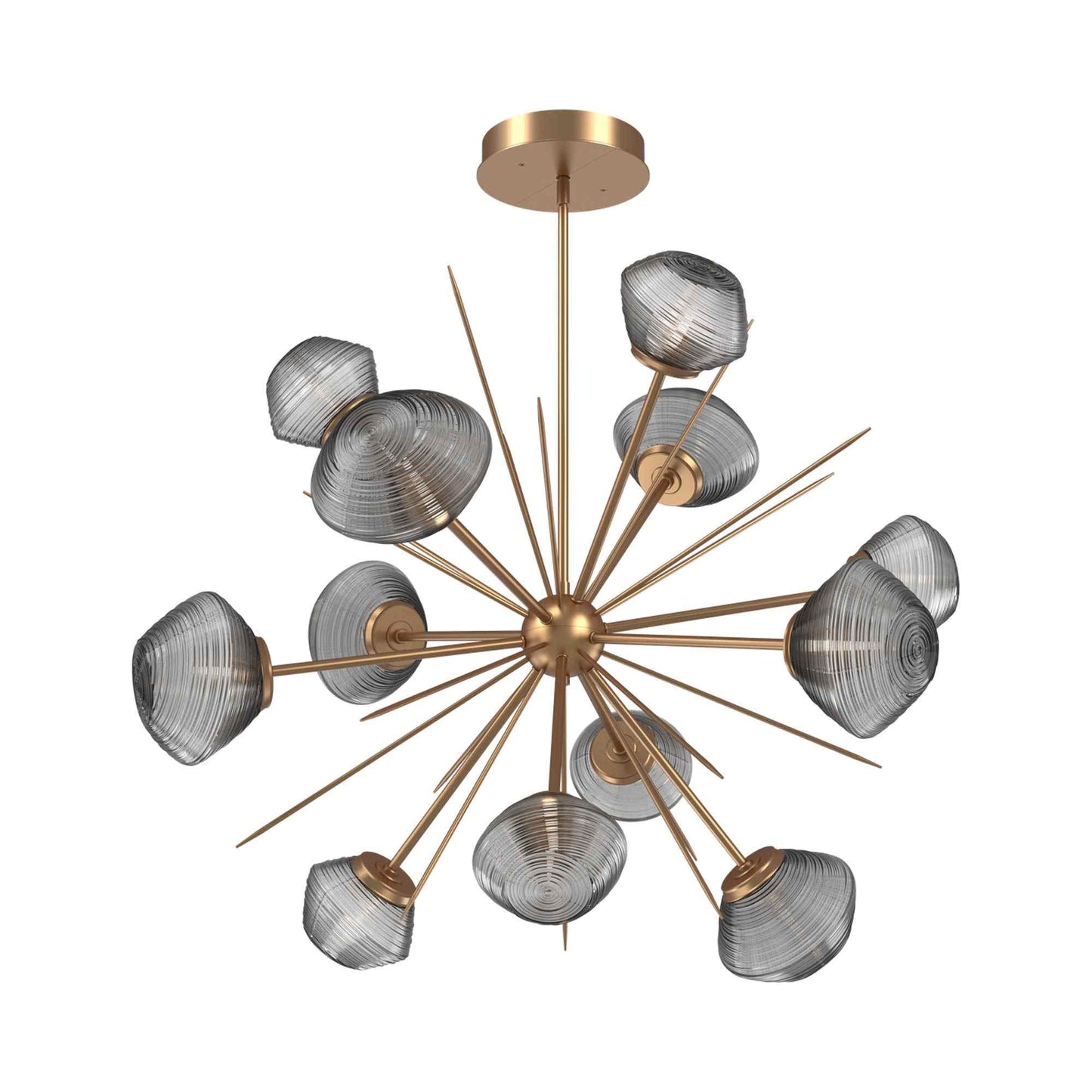Mesa Starburst LED Chandelier in Novel Brass/Smoke Blown Glass (39.7-Inch).