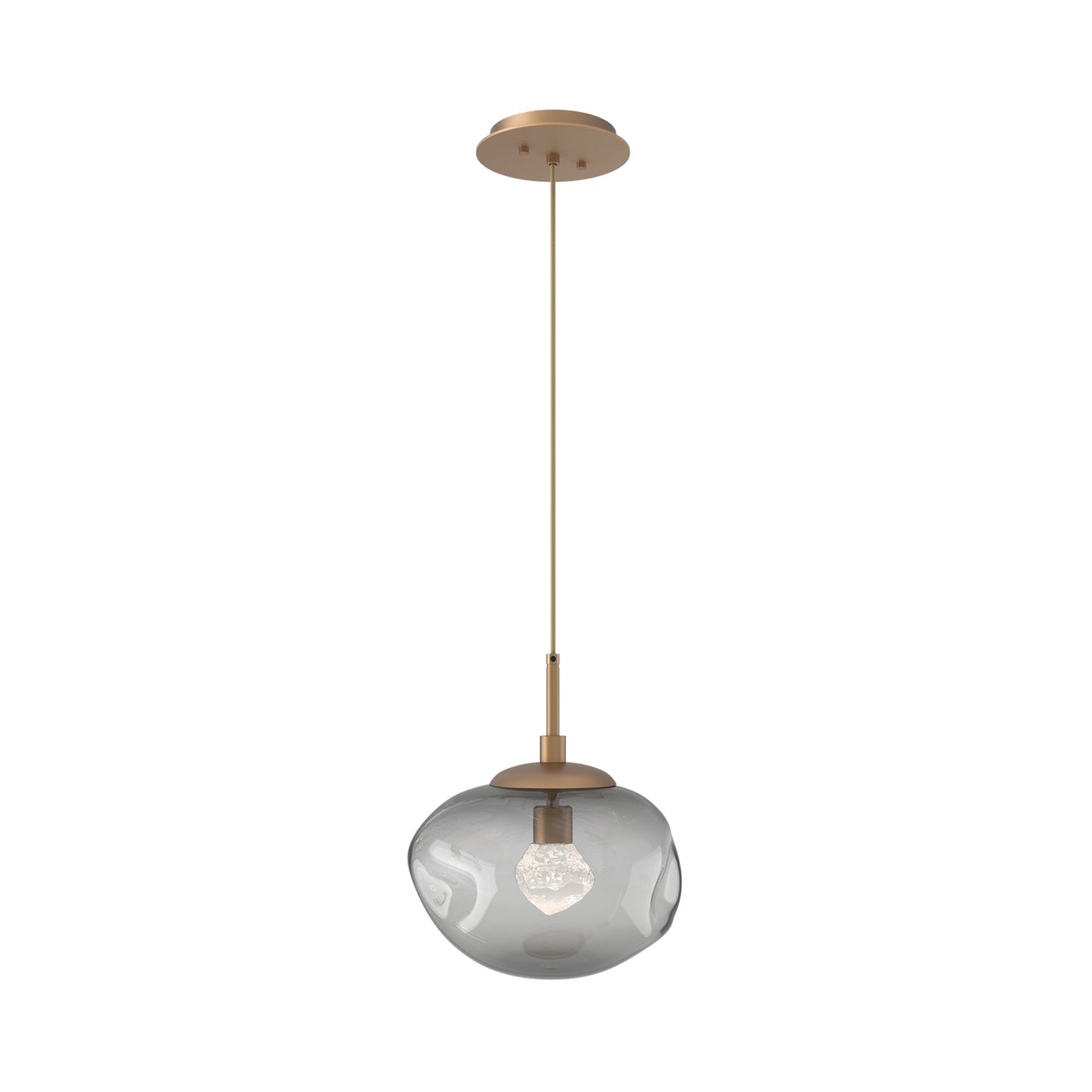 Nova LED Pendant Light in Novel Brass/Smoke/Zircon Crystal.