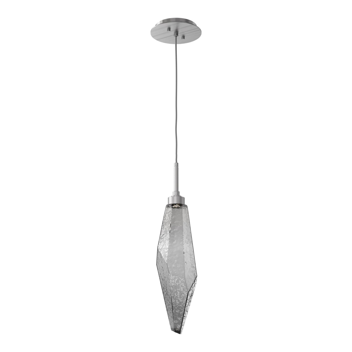 Rock Crystal LED Pendant Light in Satin Nickel/Smoke (Large).