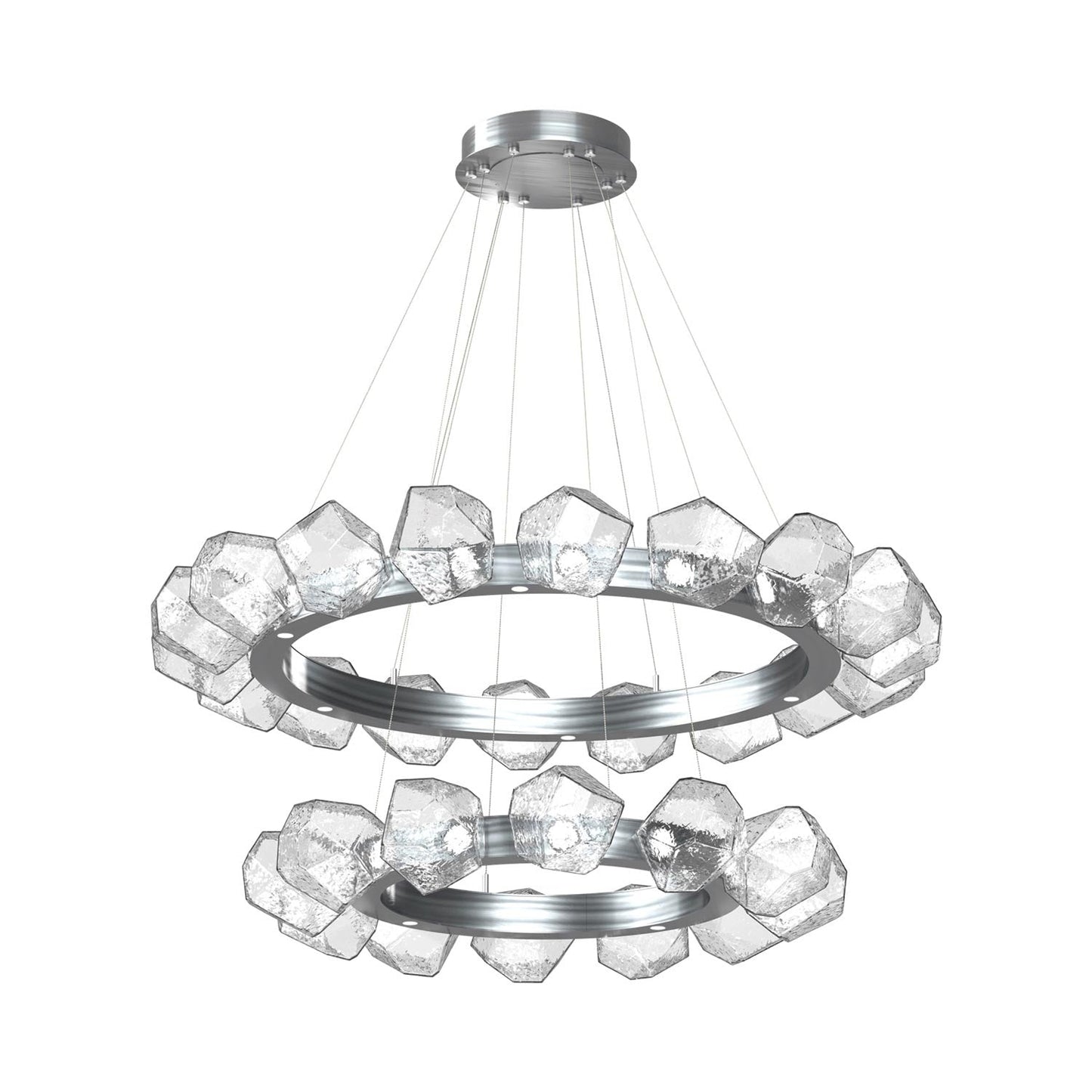 Two-Tier Gem Ring LED Chandelier in Satin Nickel/Gem - Smoke (48.3-Inch).