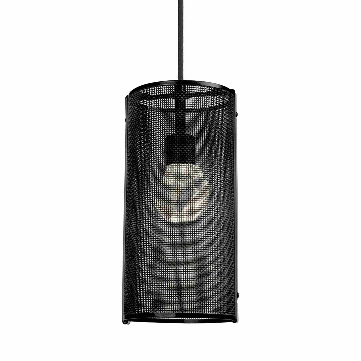 Uptown Mesh LED Pendant Light in Matte Black (Zircon Crystal/Cloth Braided Cord).