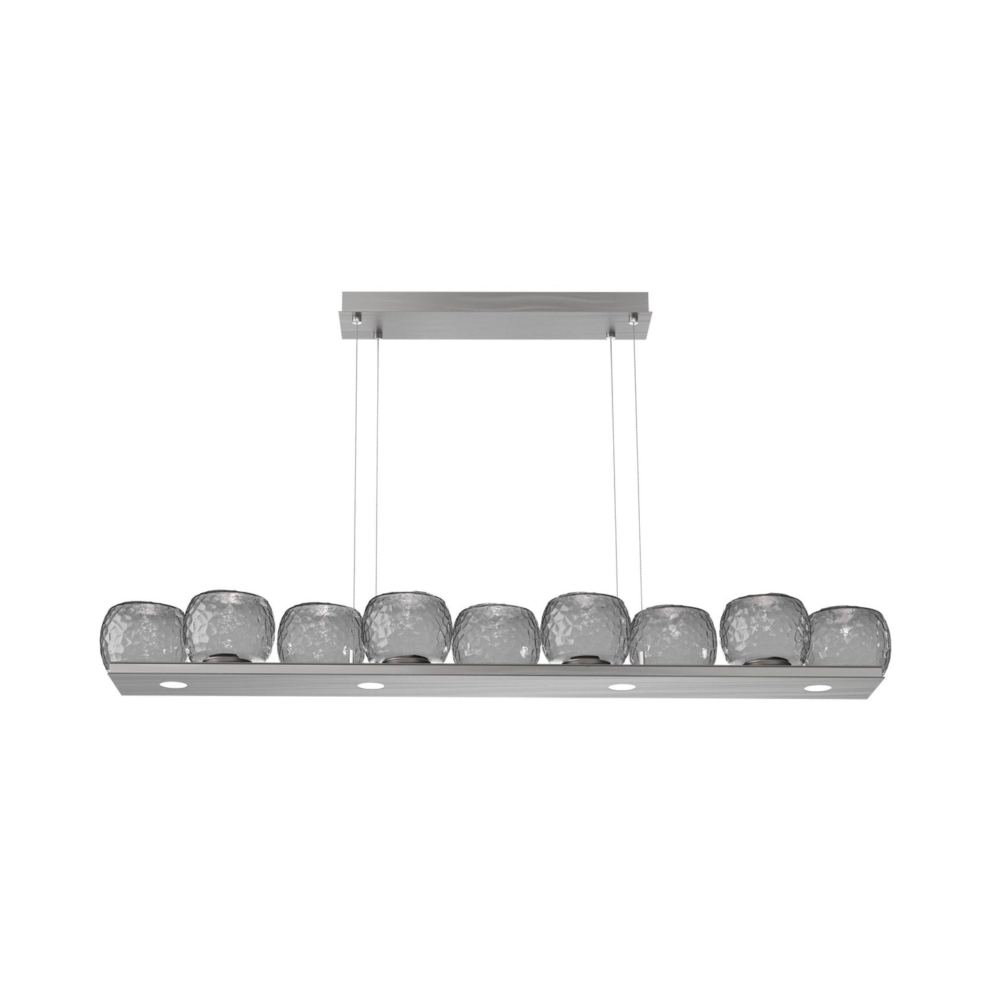 Vessel Linear LED Chandelier in Satin Nickel/Smoke Blown Glass.