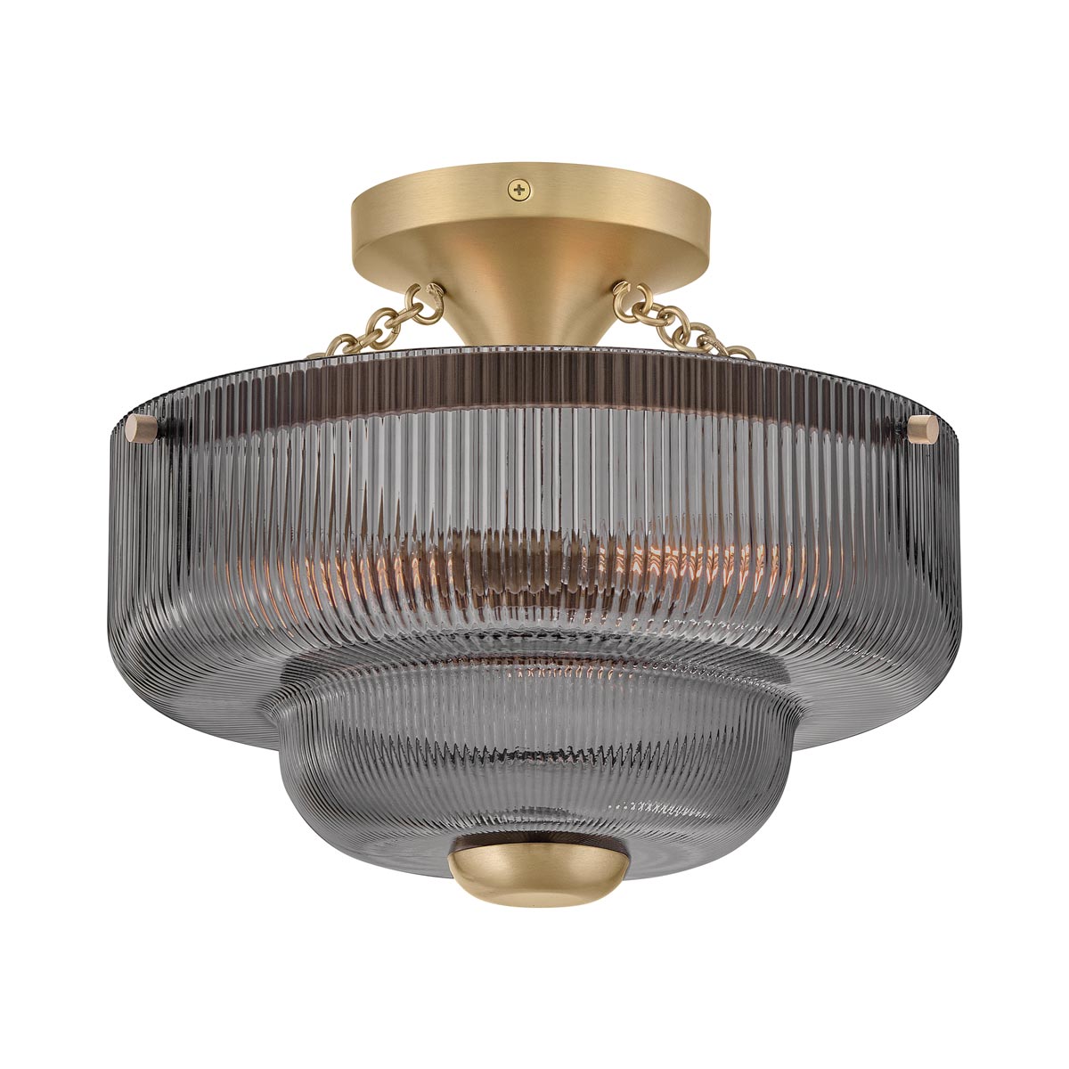 Adella Semi Flush Mount Ceiling Light in Smoke Glass.