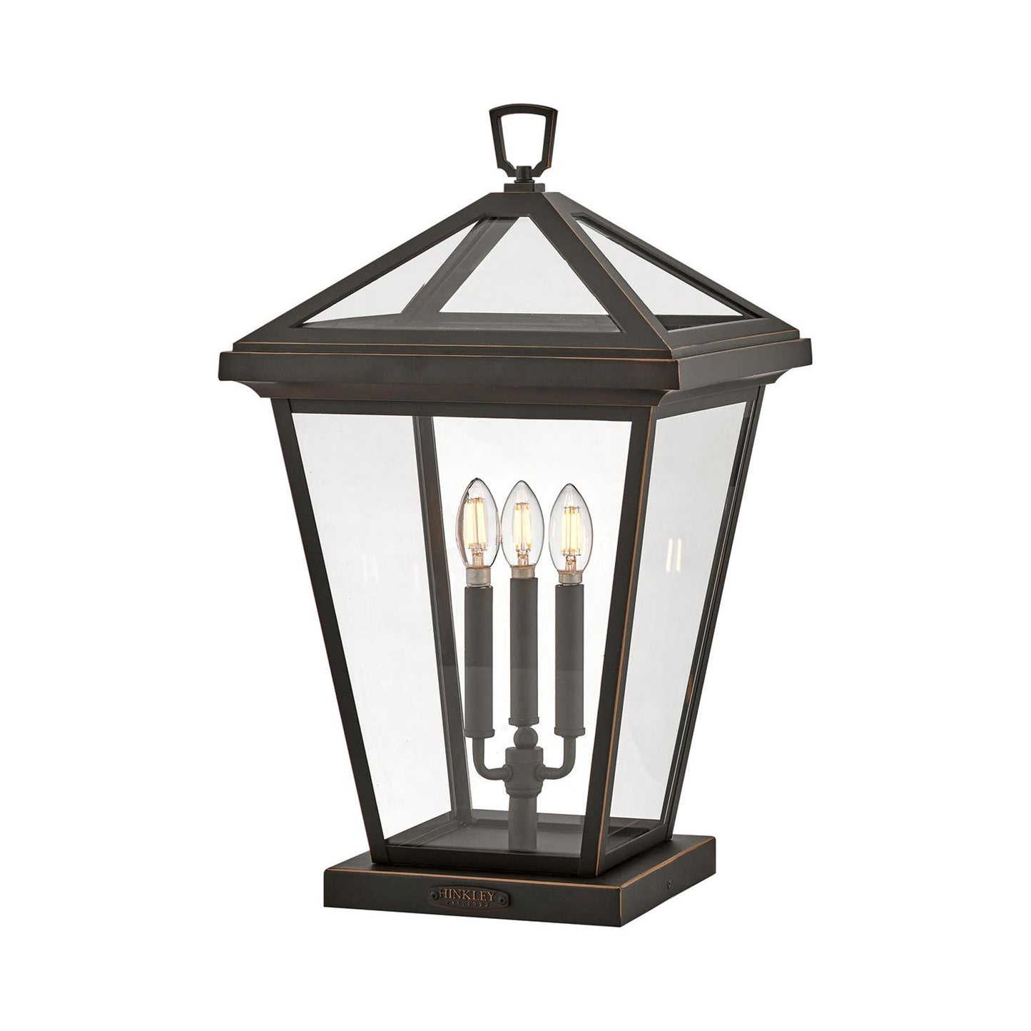 Alford Place Outdoor Pier Mount Lantern in Oil Rubbed Bronze.
