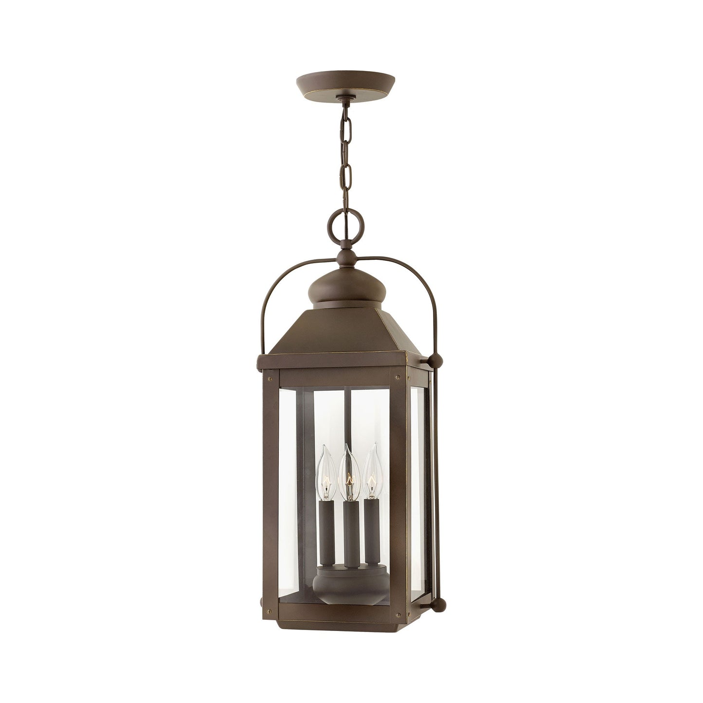 Anchorage Outdoor Pendant Light in Light Oiled Bronze.