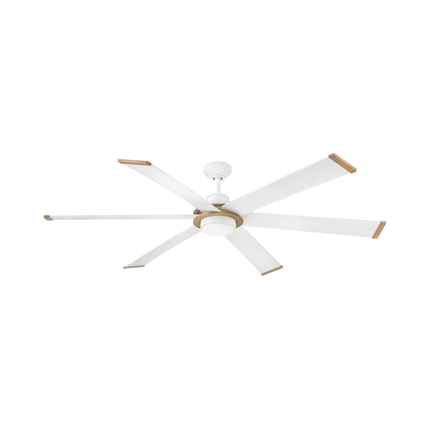 Andros LED Ceiling Fan in Matte White/Heritage Brass.