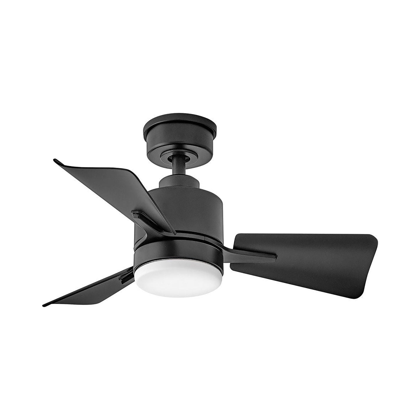 Atom LED Ceiling Fan in Matte Black.