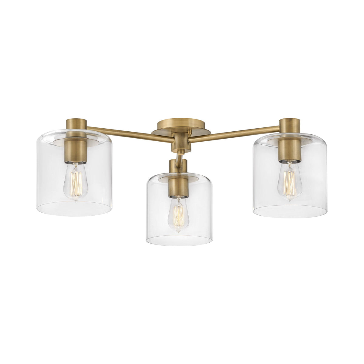 Axel Semi Flush Mount Ceiling Light in Heritage Brass.