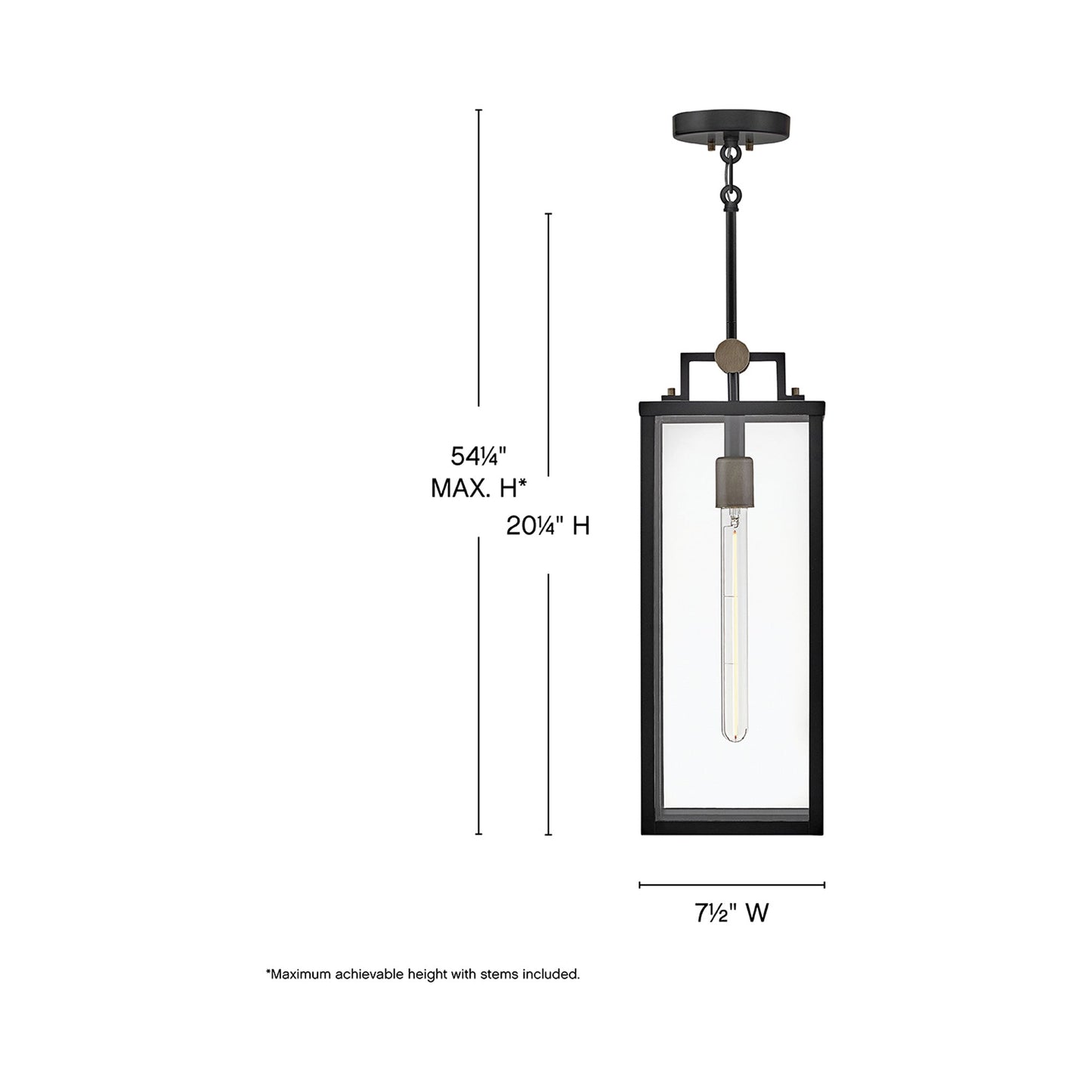 Catalina Outdoor Pendant Light - line drawing.