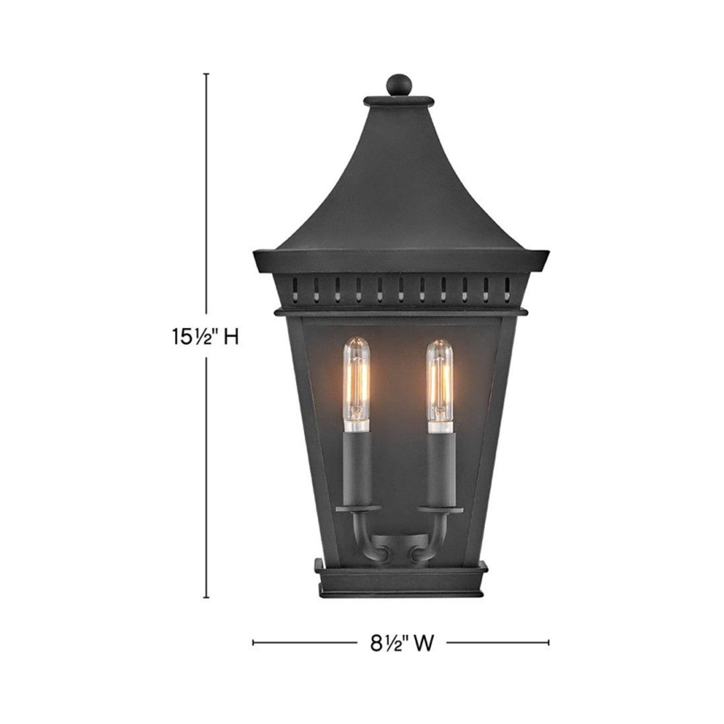 Chapel Hill Lantern Outdoor Wall Light - line drawing.