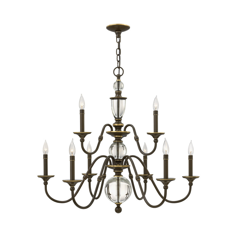 Eleanor Chandelier in Light Oiled Bronze (9-Light).