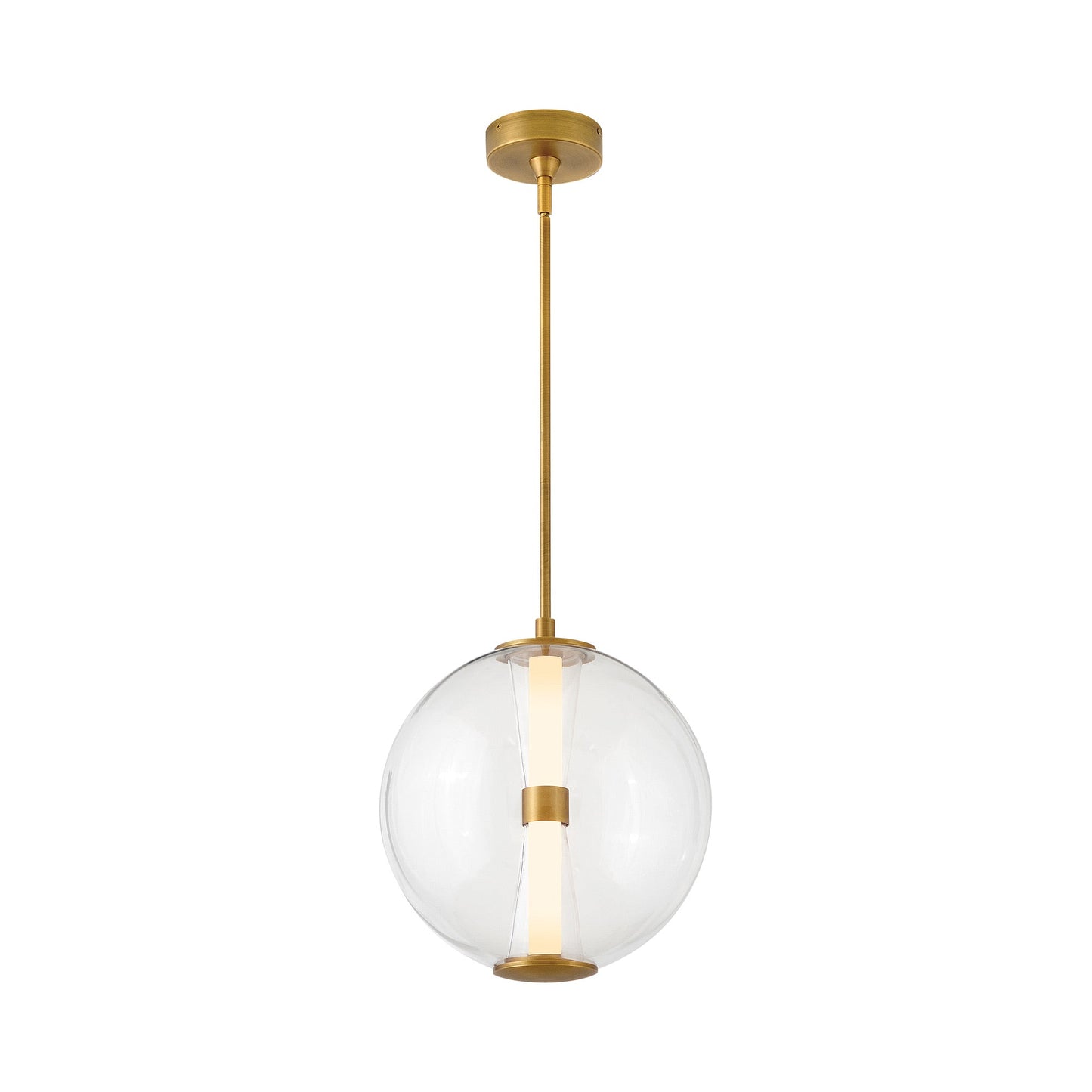 Elin LED Pendant Light in Lacquered Brass.