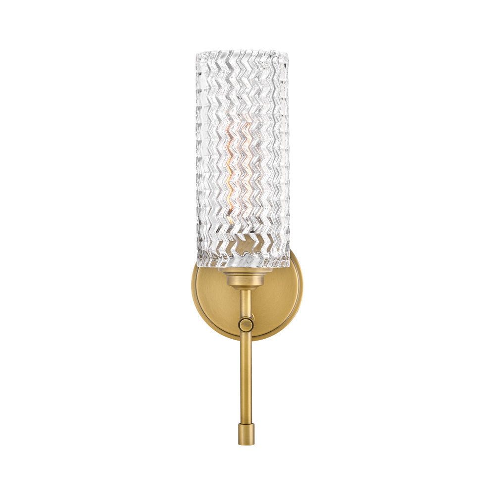 Elle Single Bath Wall Light in Heritage Brass.
