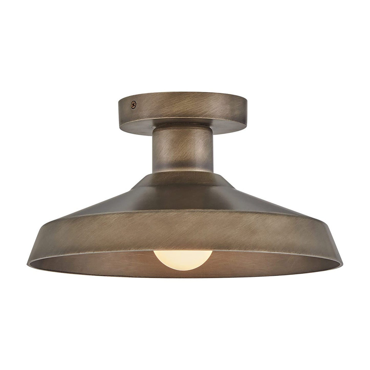 Forge Outdoor Semi Flush Mount Ceiling Light in Burnished Bronze.