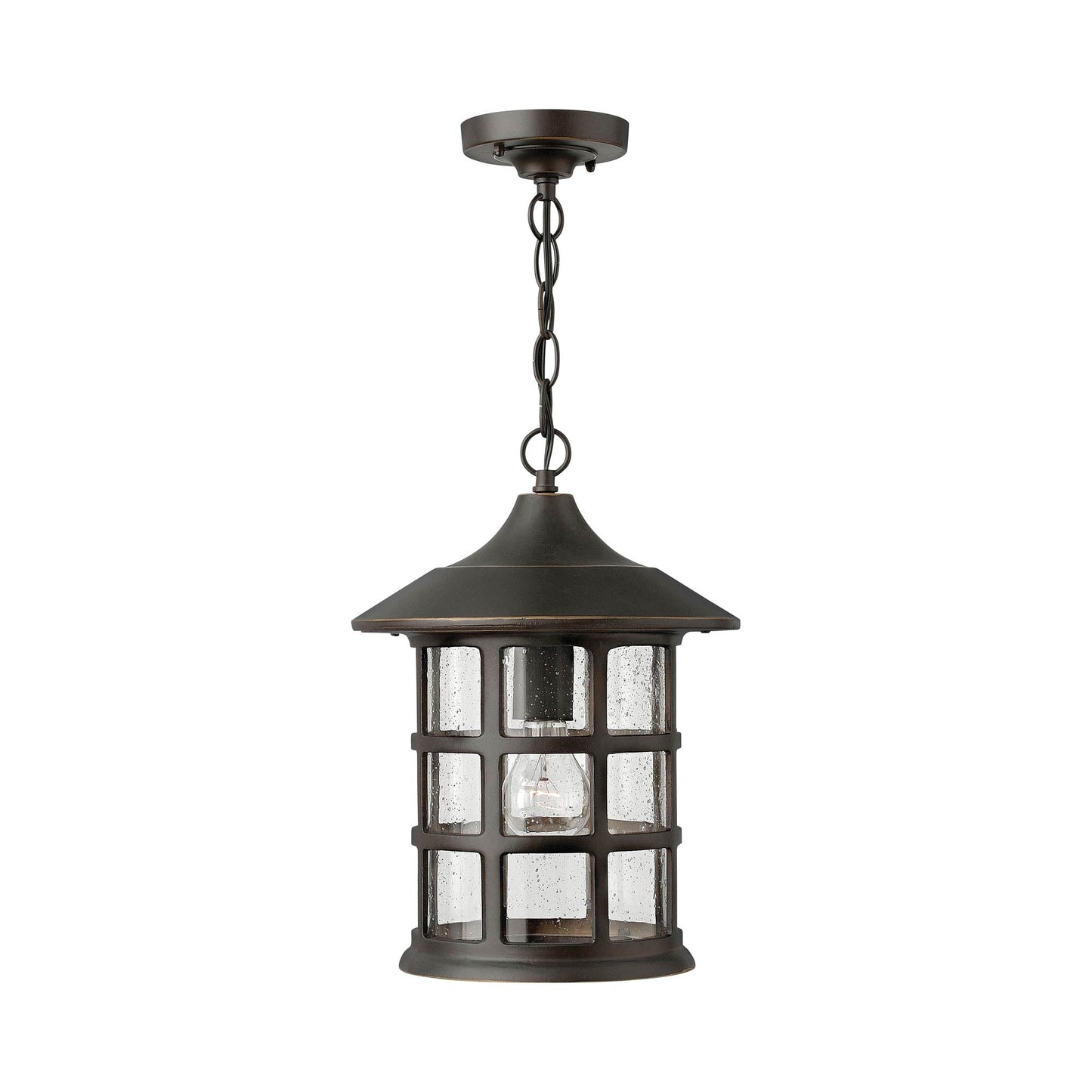 Freeport Outdoor Pendant Light in Oil Rubbed Bronze.