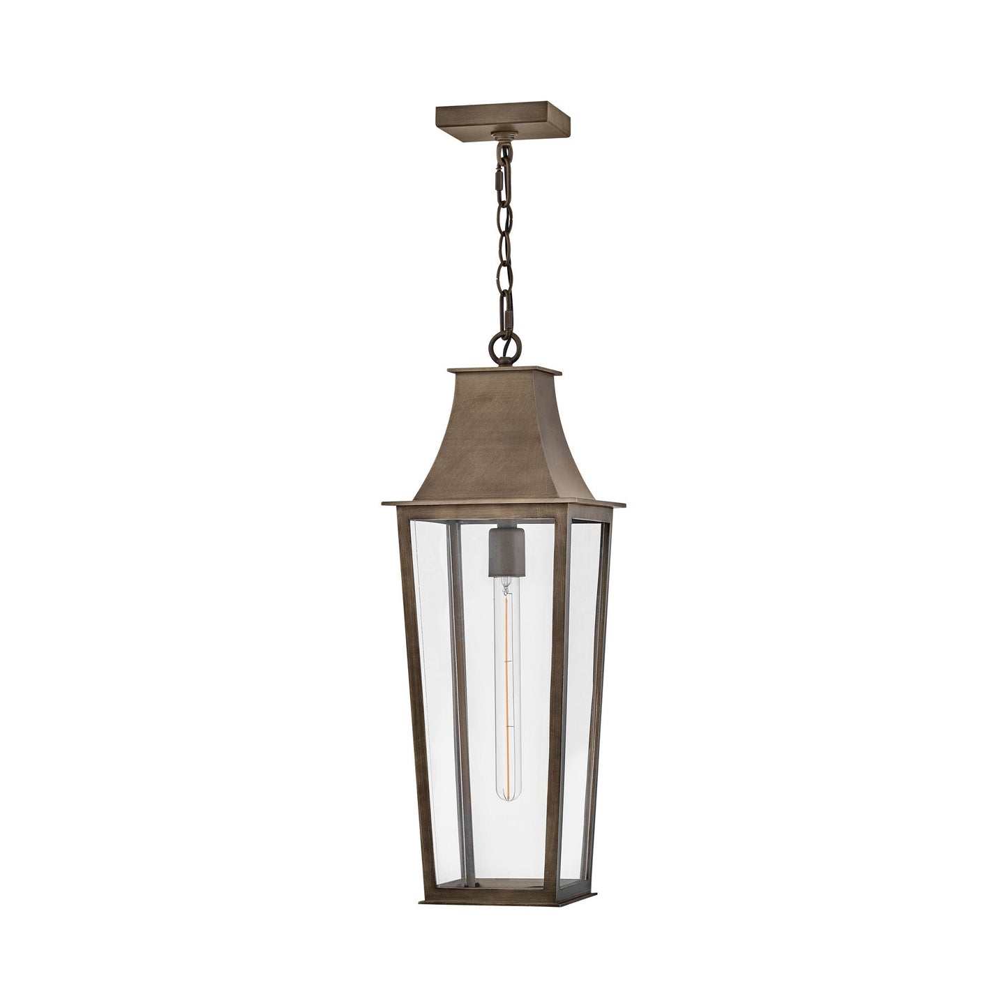 Georgetown Outdoor Pendant Light in Burnished Bronze.