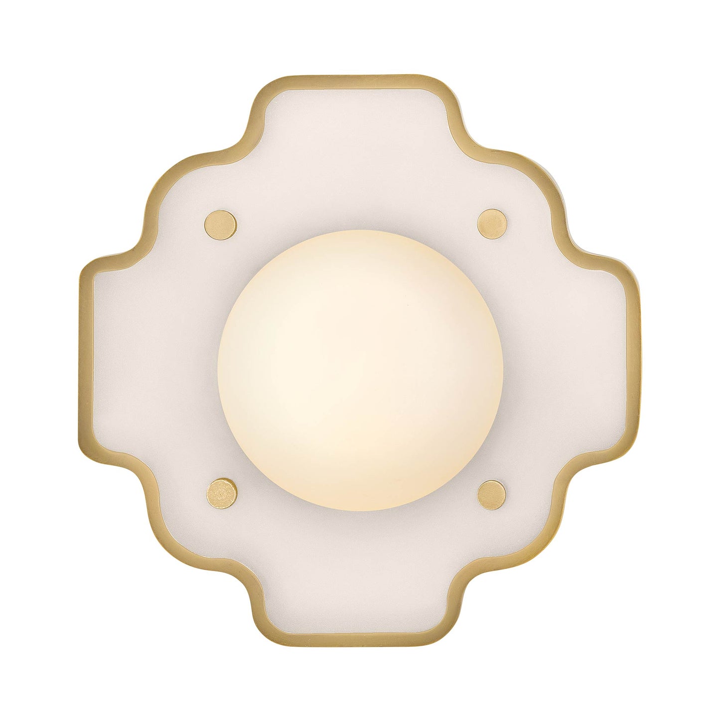 Howe Wall Light in Light Taupe/Heritage Brass.