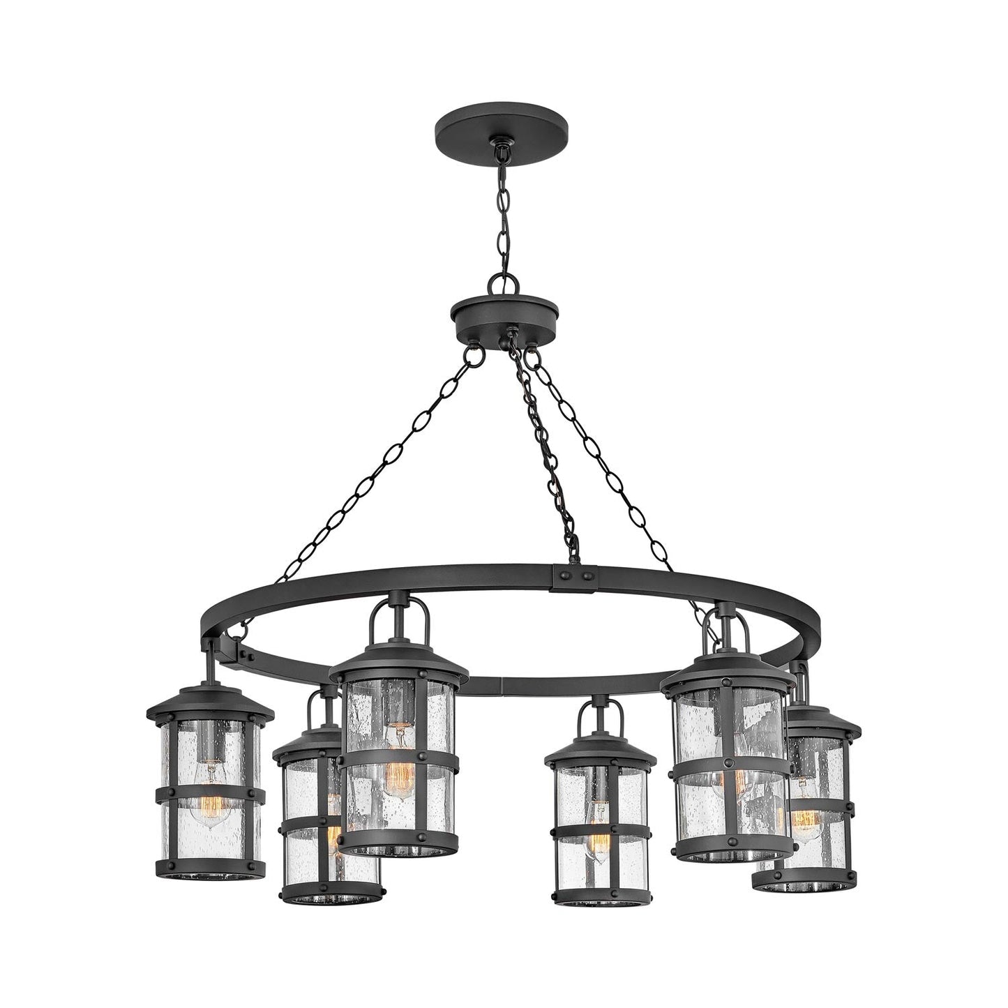 Lakehouse Outdoor Chandelier in Black.
