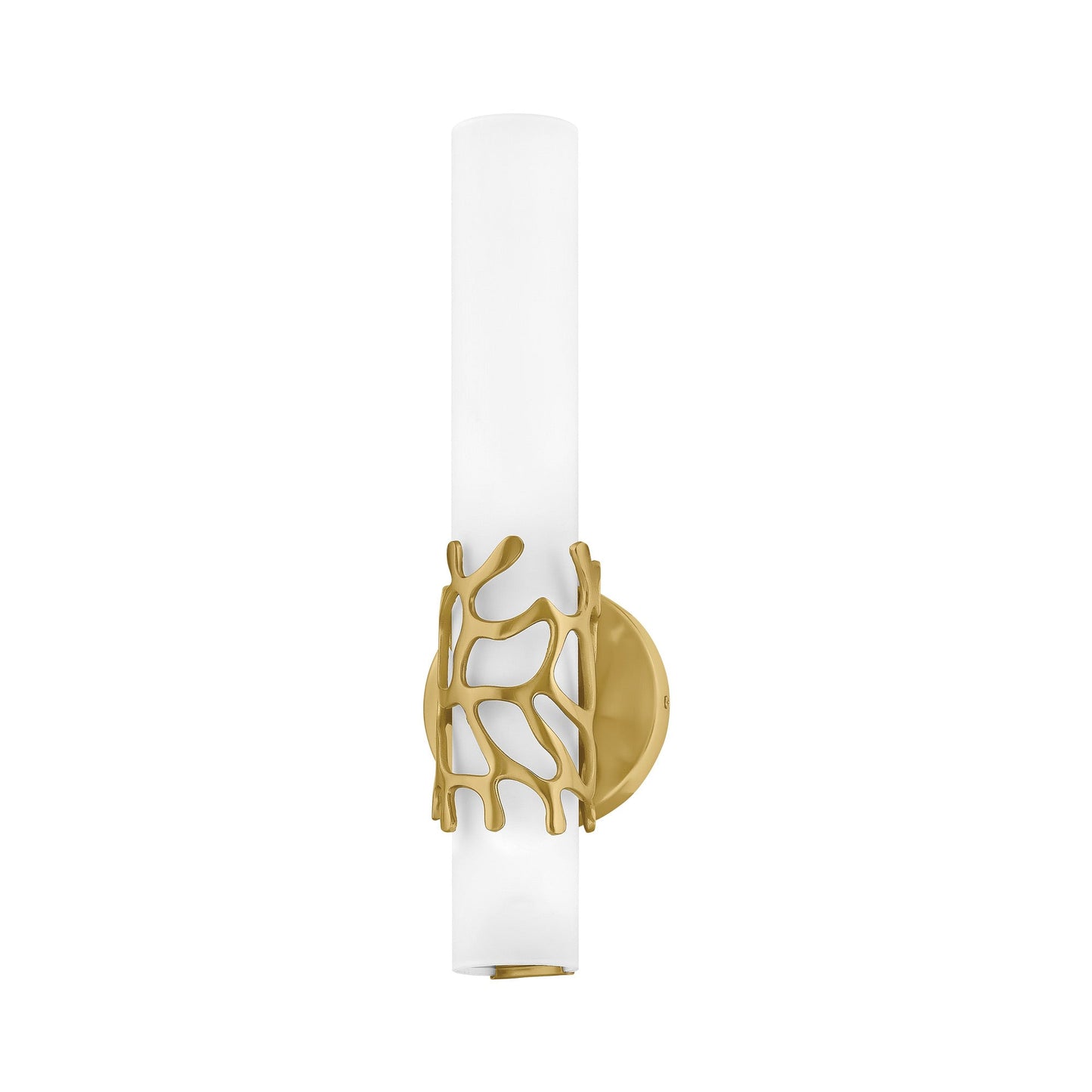 Lyra LED Bath Wall Light in Lacquered Brass.