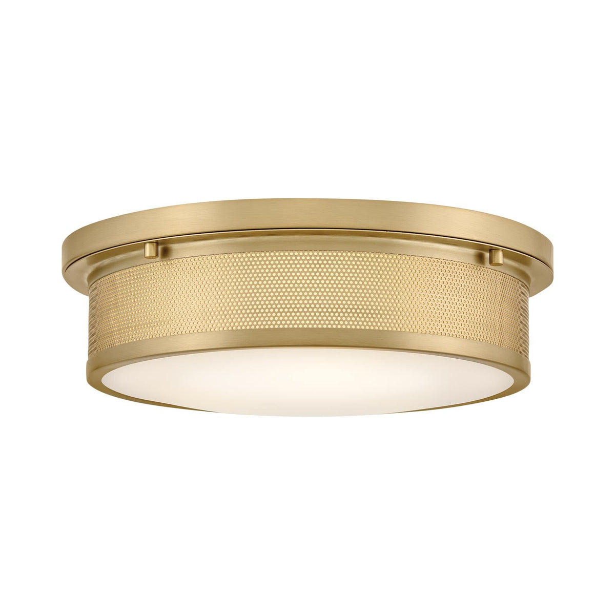 Pierce Flush Mount Ceiling Light in Lacquered Brass.