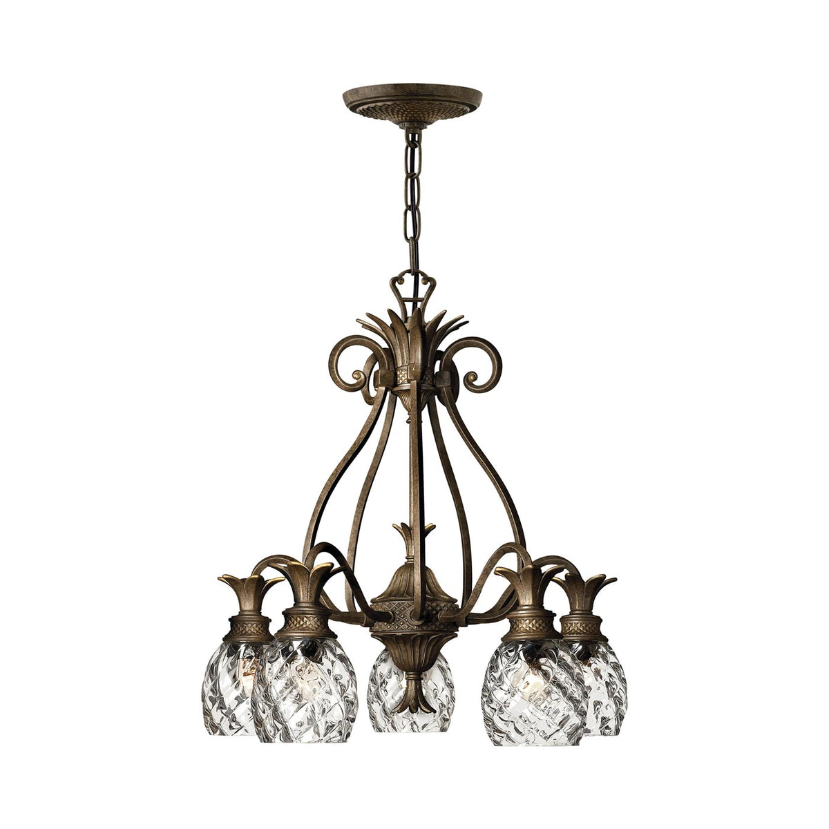 Plantation Chandelier in Pearl Bronze.