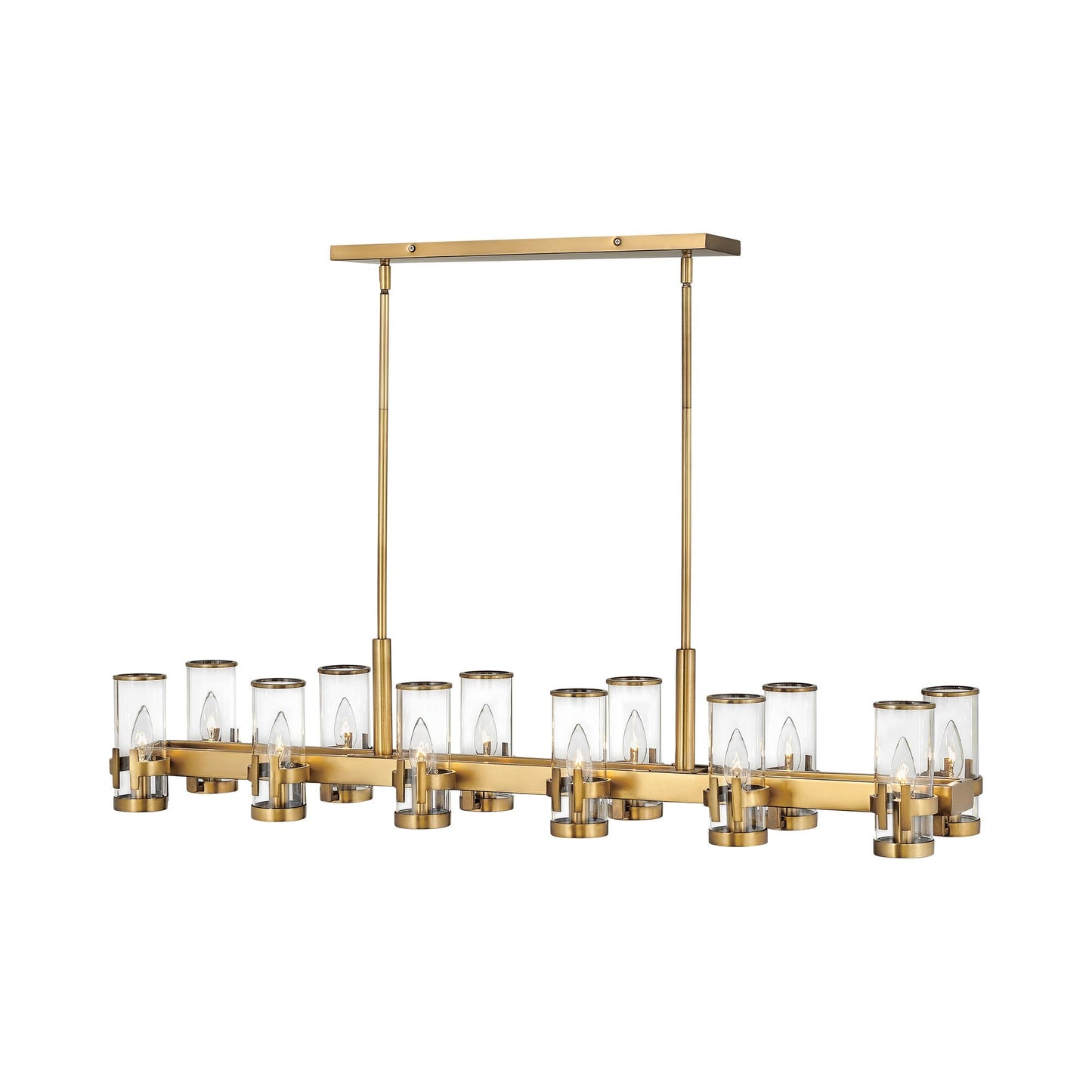 Reeve Linear Pendant Light in Heritage Brass.