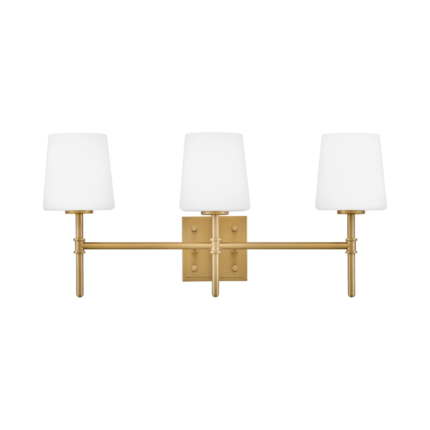 Saunders Bath Vanity Light in Lacquered Brass (3-Light).