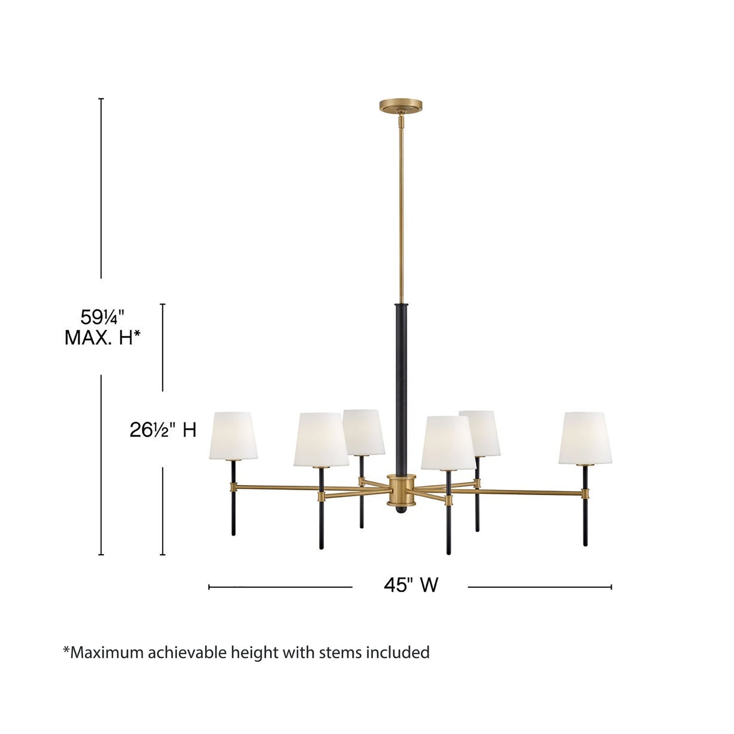 Saunders Linear Chandelier - line drawing.