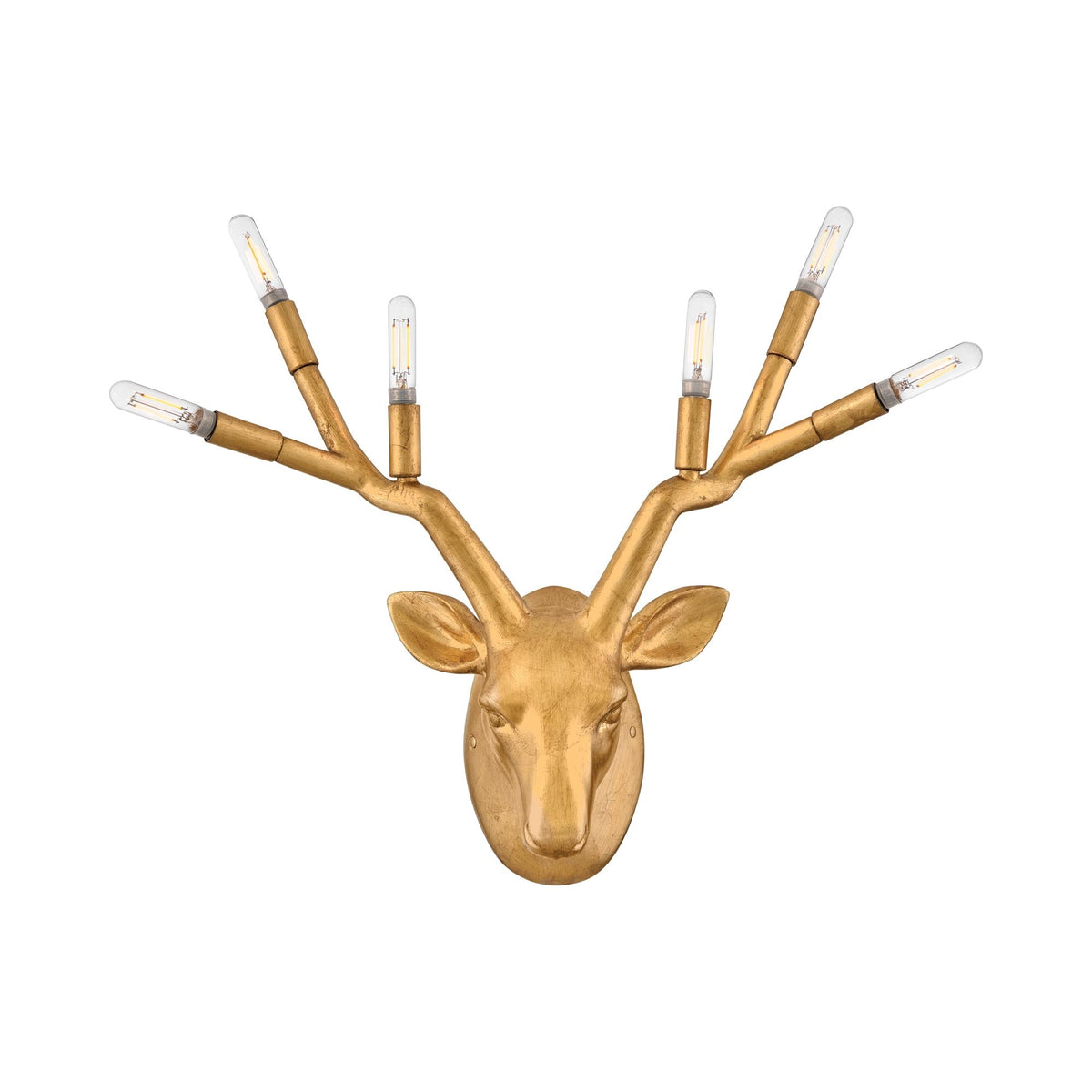 Stag Wall Light in Distressed Brass.
