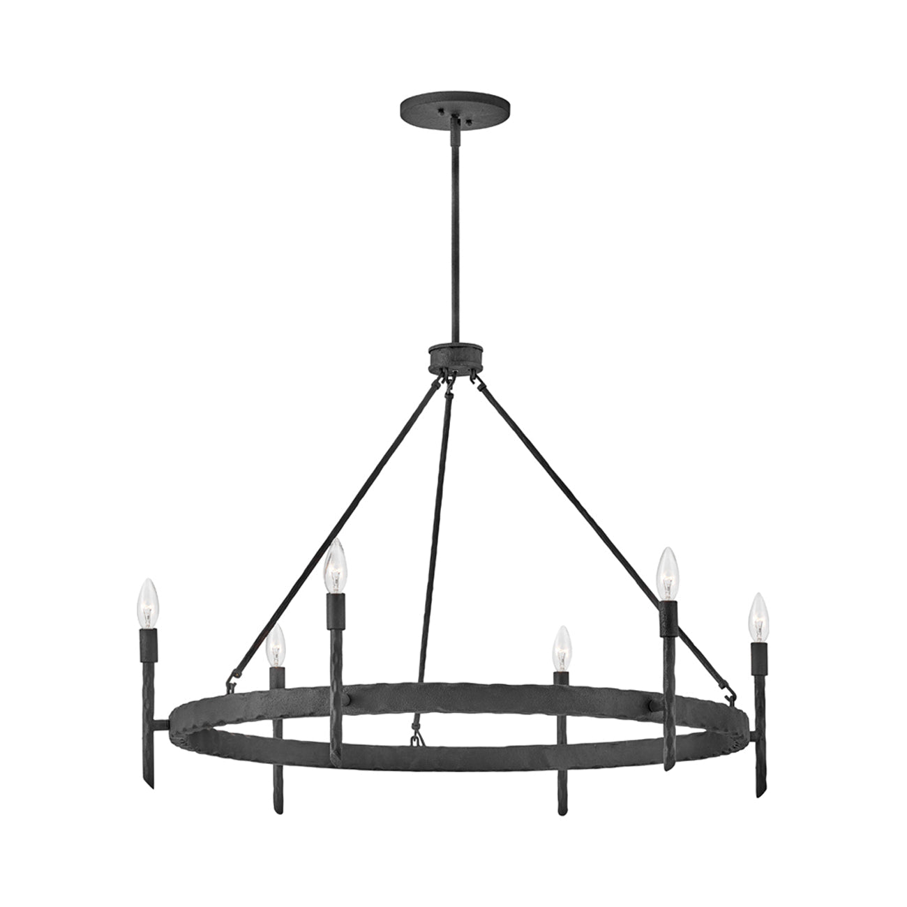 Tress Chandelier in Forged Iron.