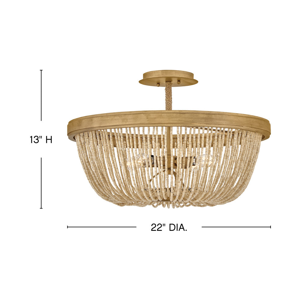 Tula Semi Flush Mount Ceiling Light - line drawing.
