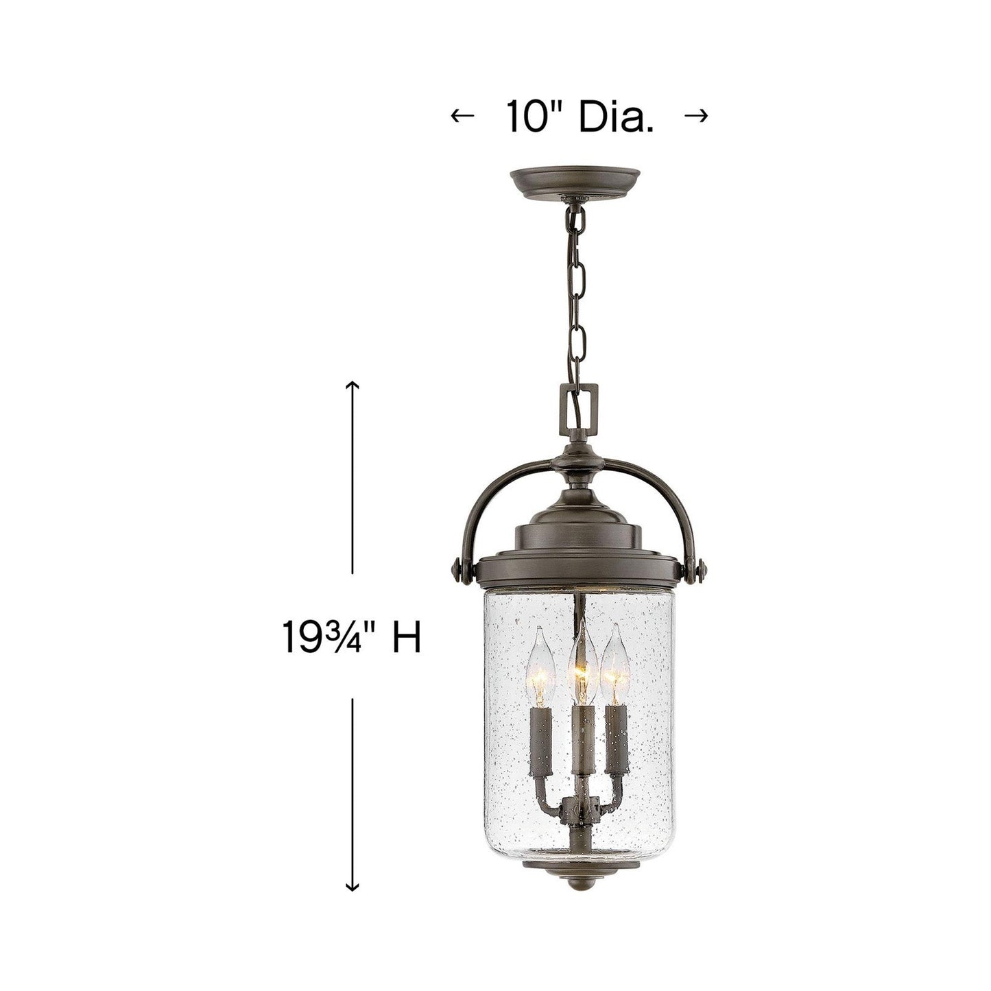 Willoughby Outdoor Pendant Light - line drawing.