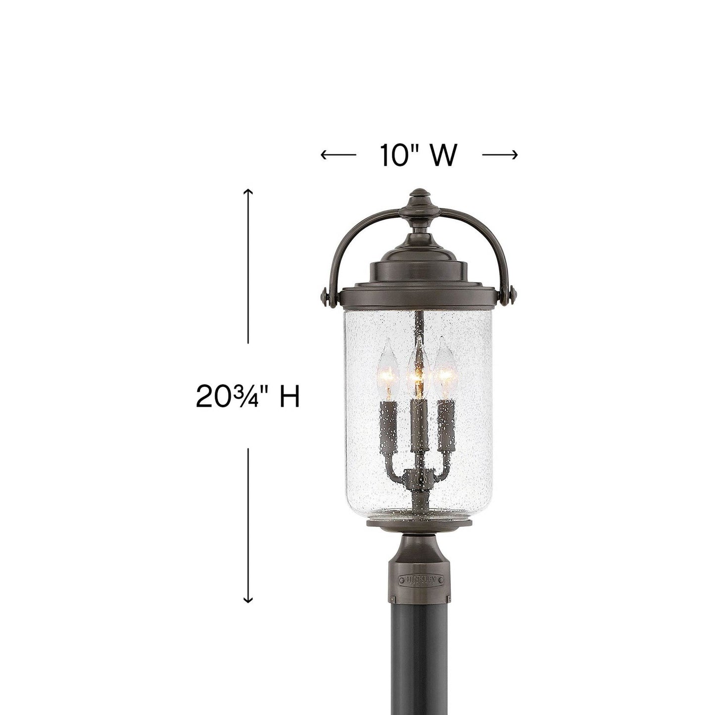 Willoughby Outdoor Post Light - line drawing.