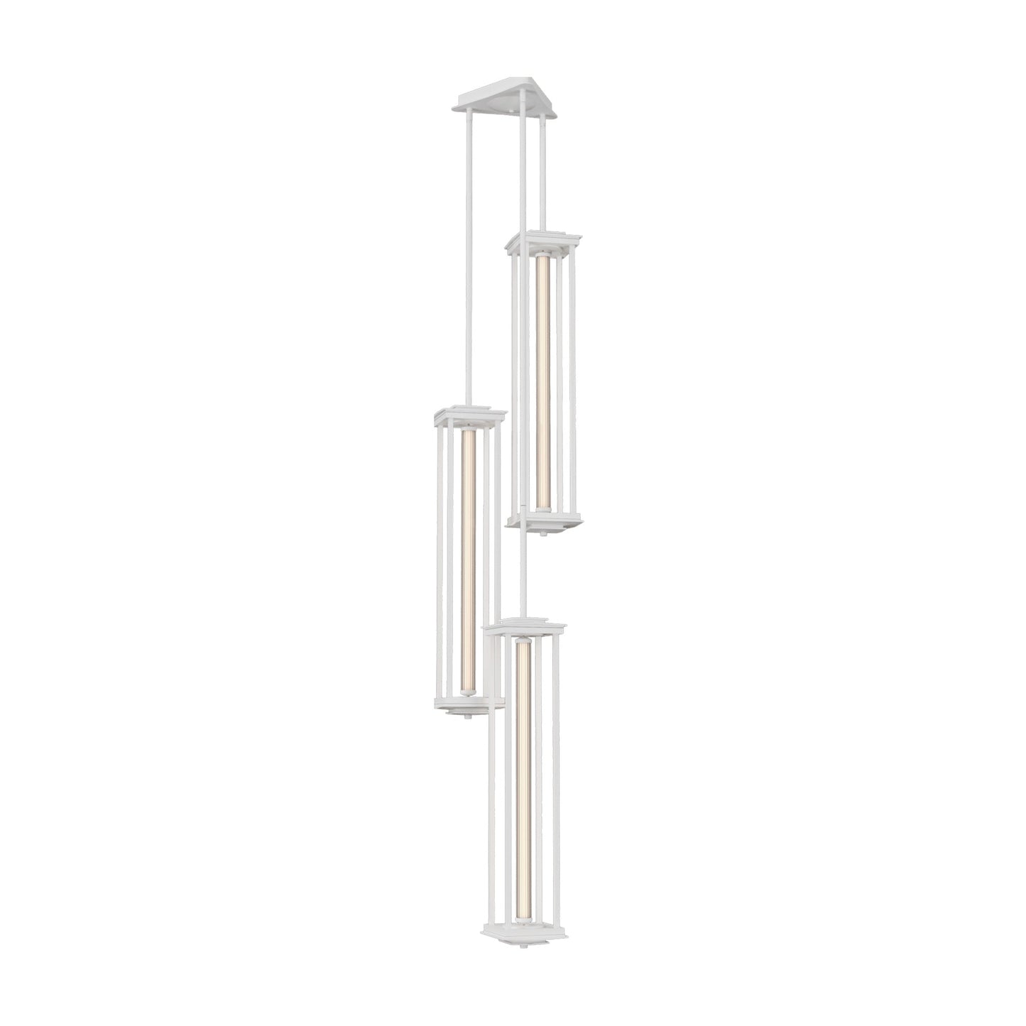 Athena LED Triple Pendant Light in White (Long).