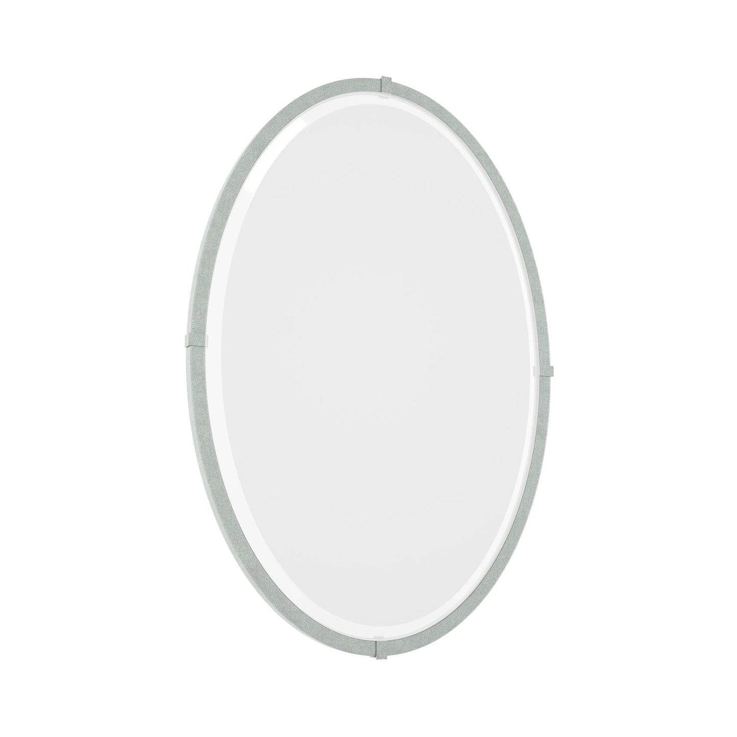 Beveled Oval Mirror in Vintage Platinum.