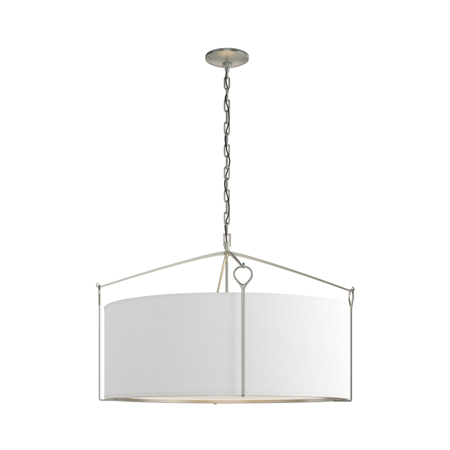 Bow Drum Pendant Light in Vintage Platinum/Natural Anna (Large).