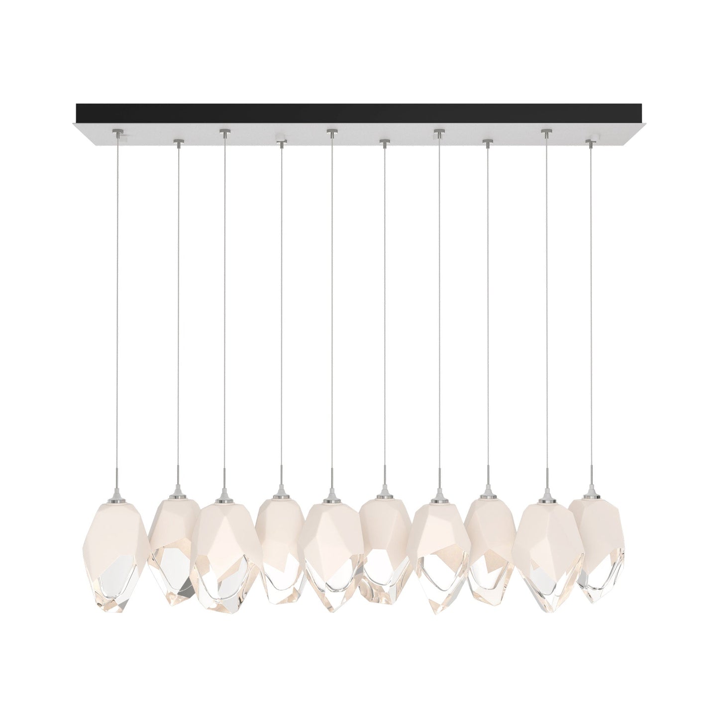 Chrysalis 10-Light Large Crystal Pendant Light in White (White Glass/Long).