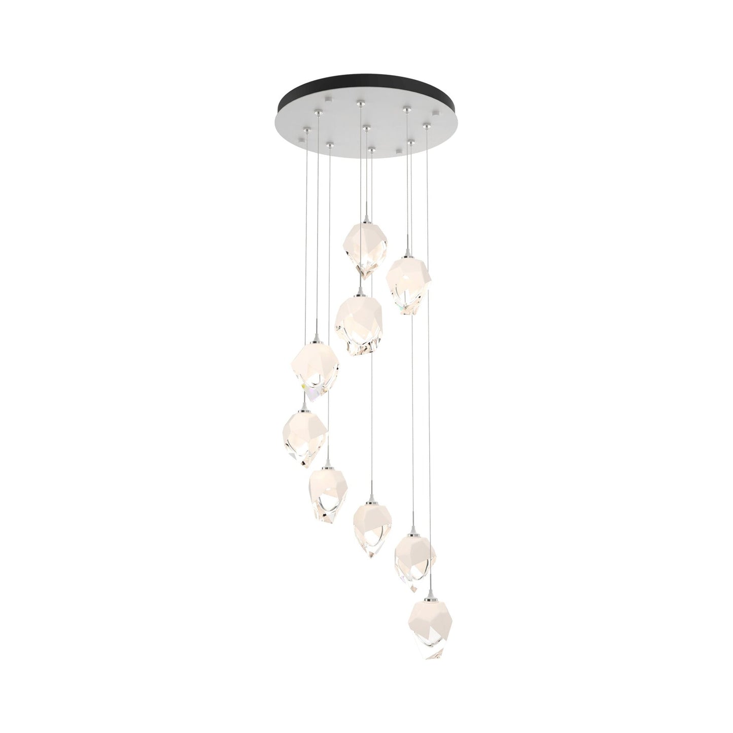 Chrysalis 9-Light Small Crystal Pendant Light in White (White Glass) (Standard).