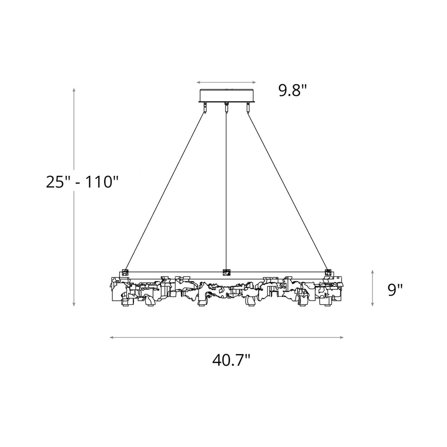 Coral Ring LED Pendant Light - line drawing.
