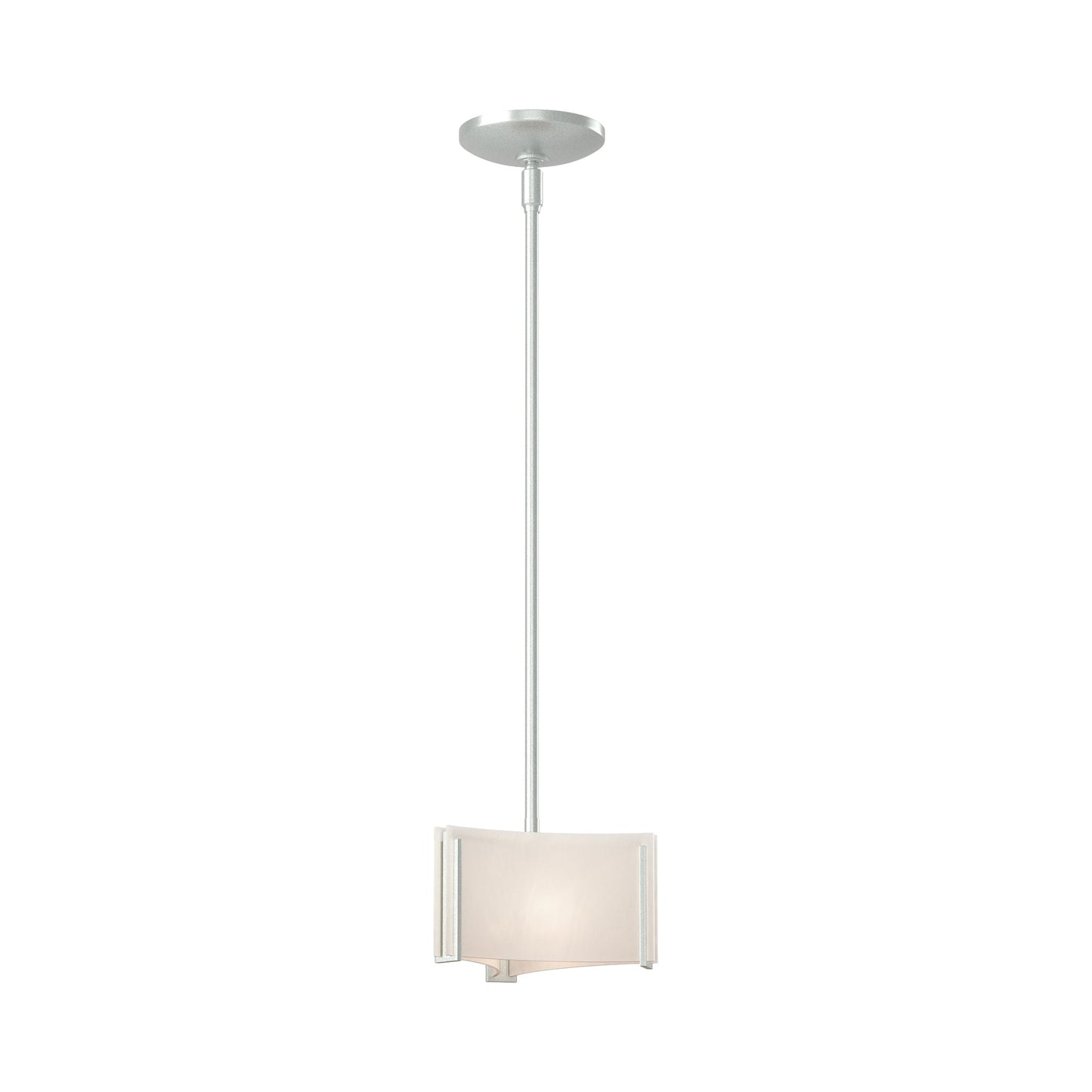 Exos Delta Pendant Light in Vintage Platinum (White Art Glass).