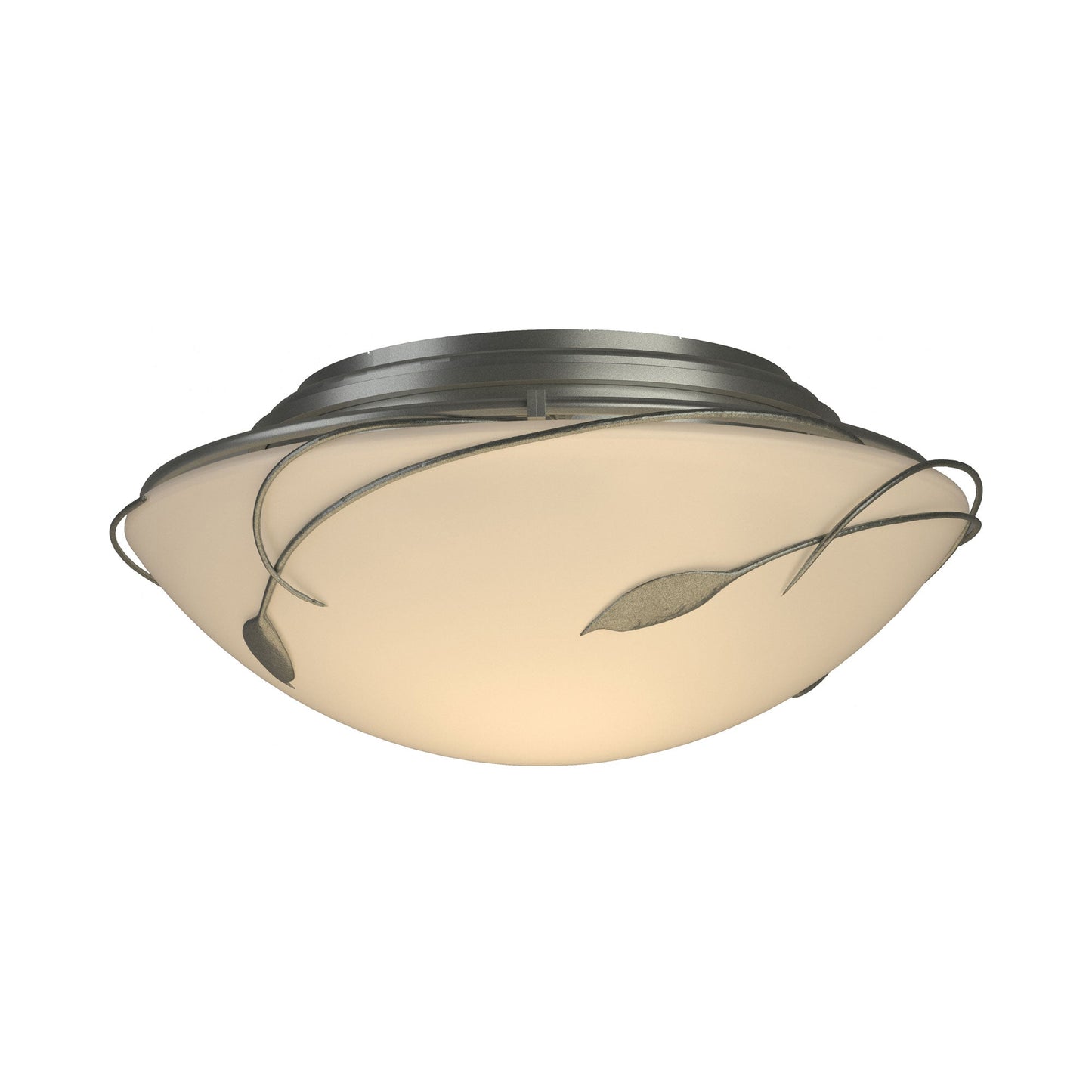 Forged Leaves Flush Mount Ceiling Light in Vintage Platinum.