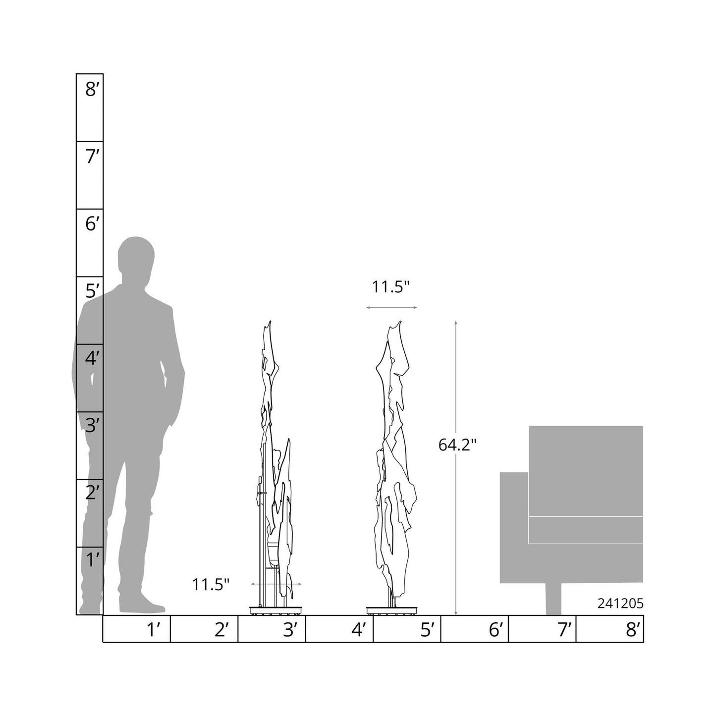 Fracture Floor Lamp - line drawing.