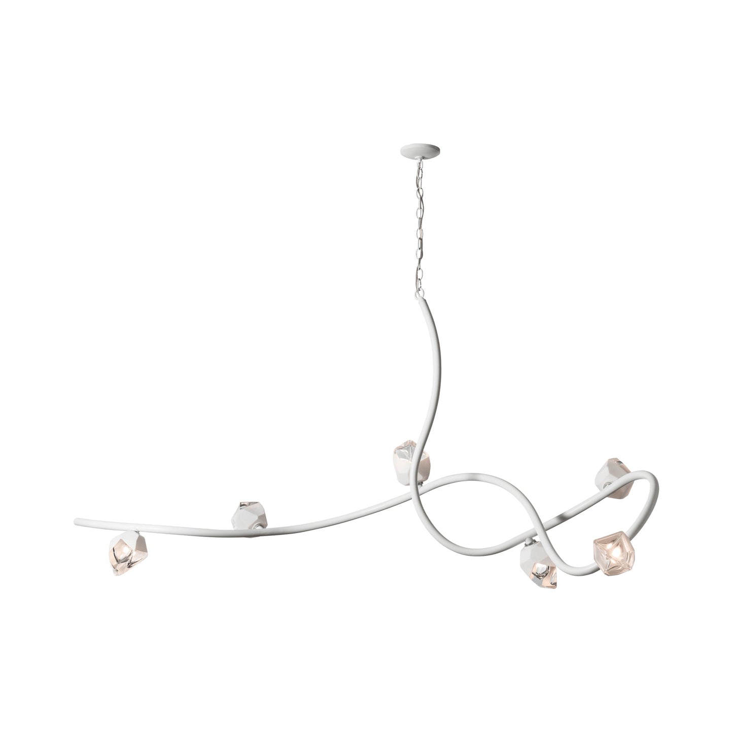 Glacier Pendant Light in White/White Crystal (6-Light).