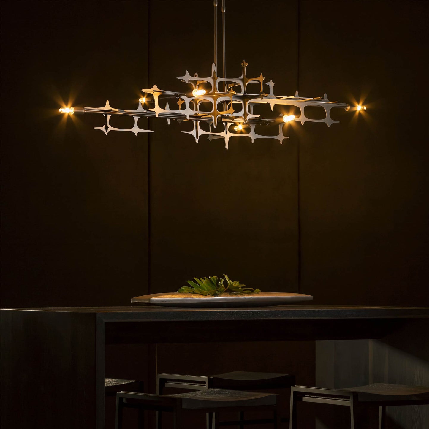 Grid Multi Light Pendant Light in dining room.