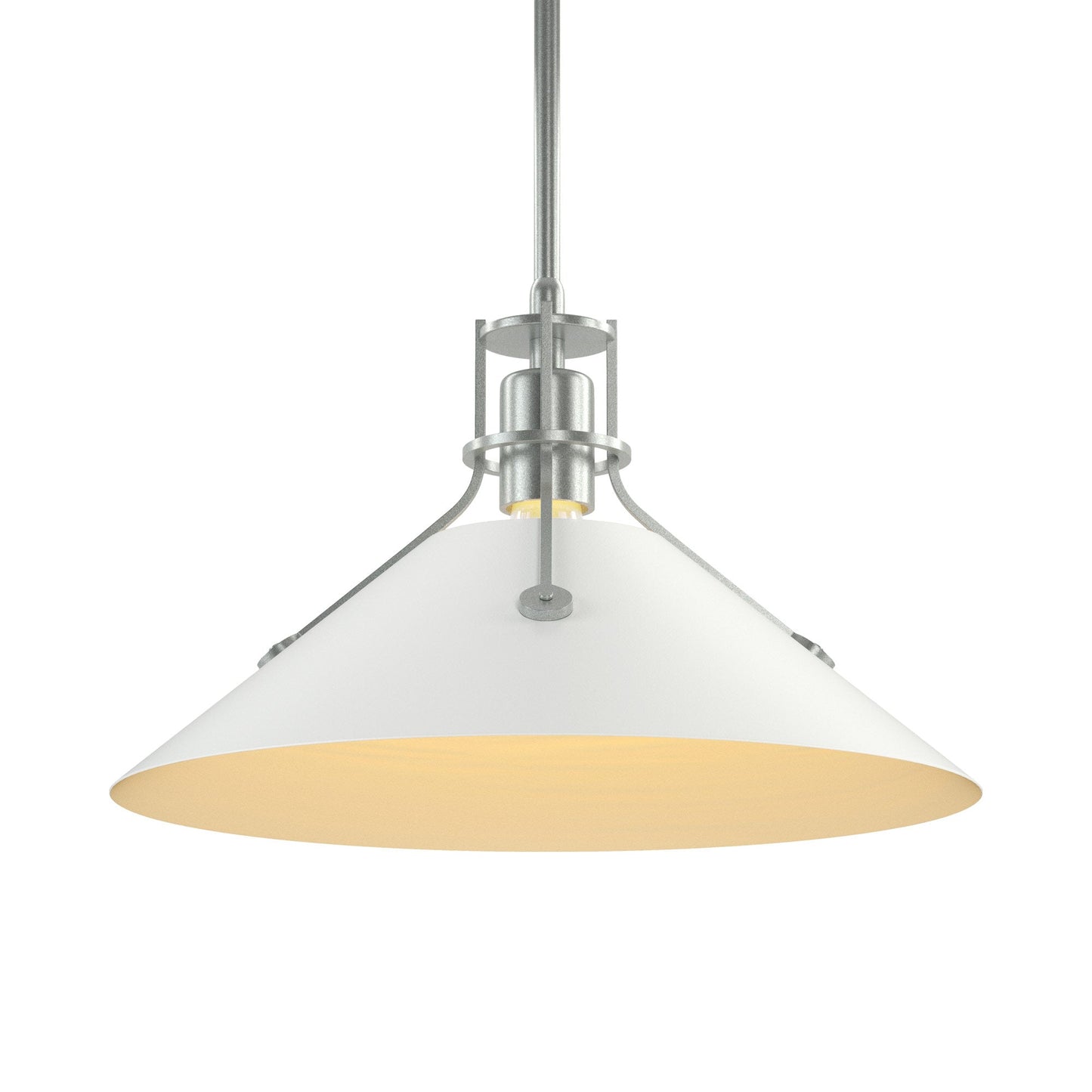Henry Steel Shade Pendant Light in Vintage Platinum/White.